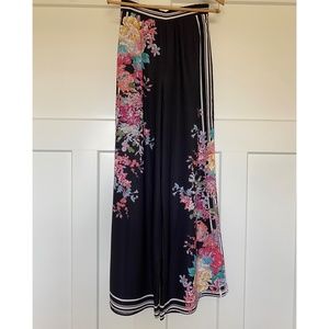Black & Floral Wide Leg Pants